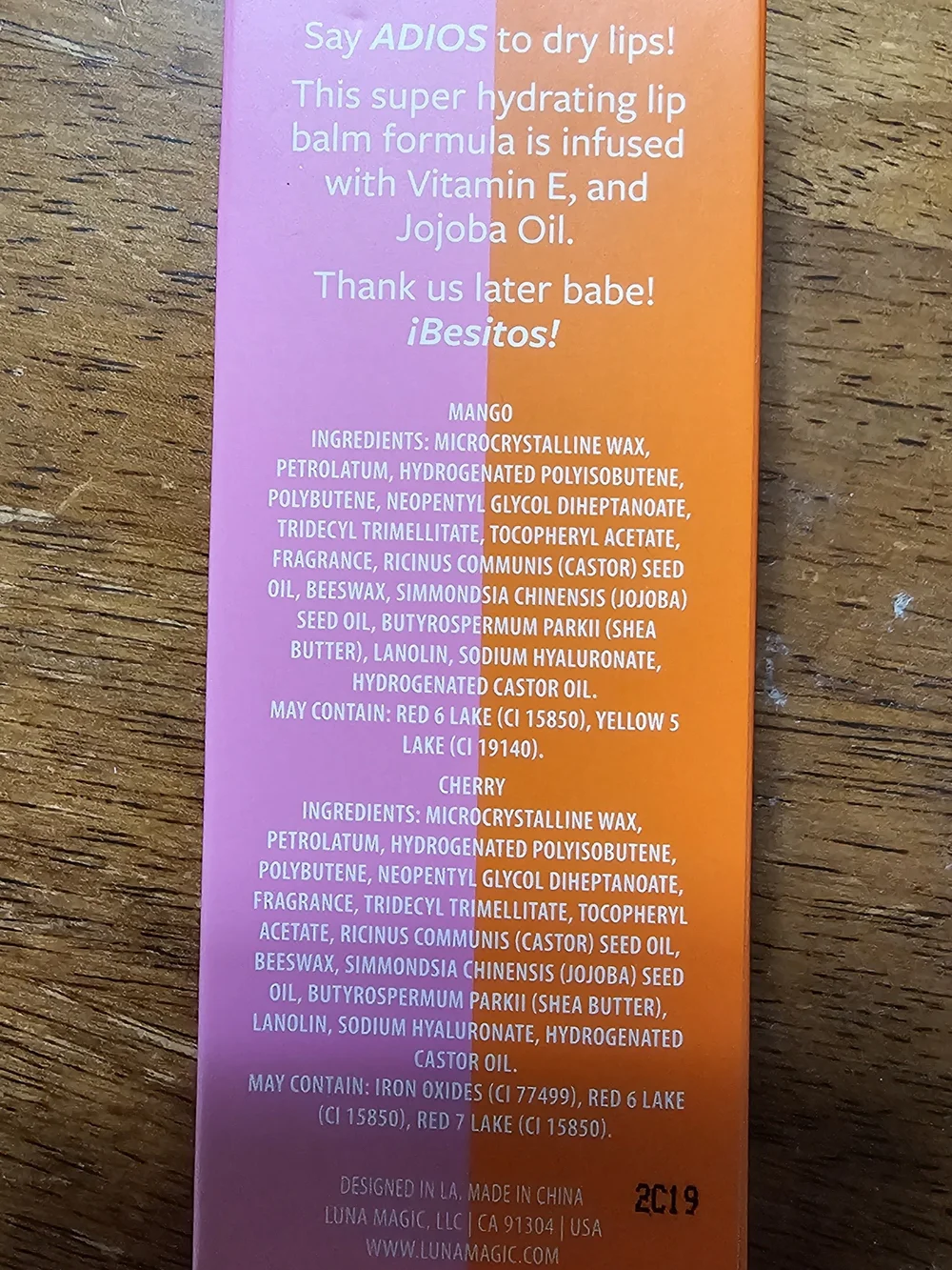 Luna Magic Hydrating Lip Balm Mango and Cherry - 2pk